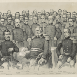 Crop of a lithograph of a group portrait of Union Army generals and Navy commanders