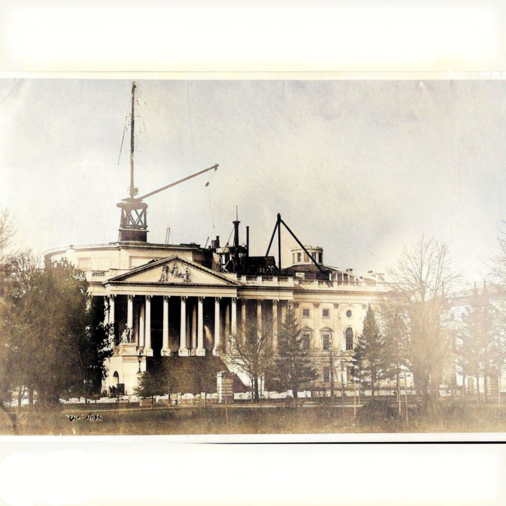 The U.S. Capitol's dome under construction