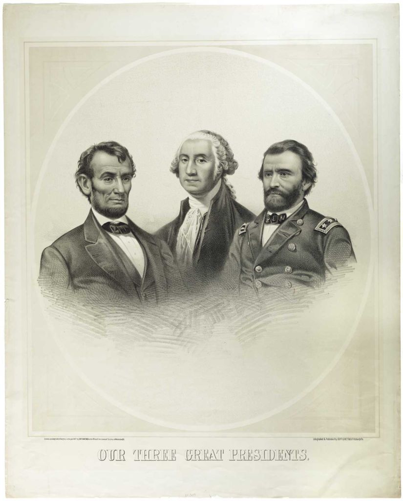 Presidents Abraham Lincoln, George Washington, and Ulysses S. Grant