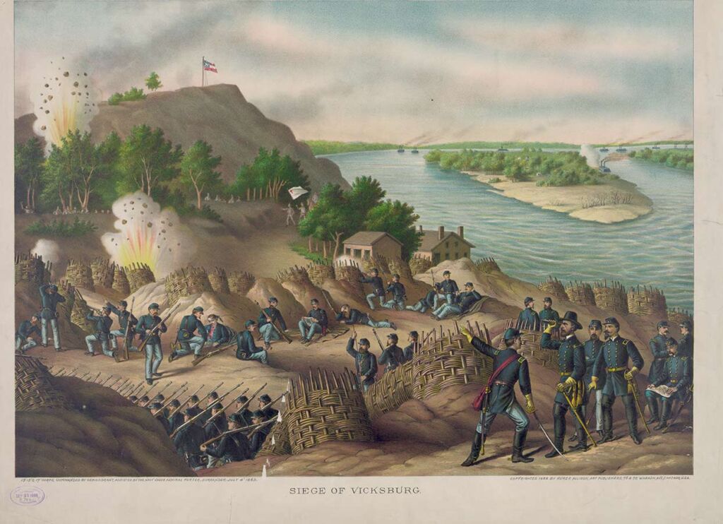 Print depicting the final siege of Vicksburg, Mississippi, during the American Civil War